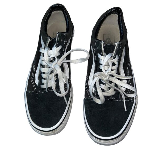 Vans classic black white lace up low sneakers shoes 9 - Picture 4 of 6